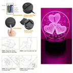 3D Heart LED Night Light – Romantic Illusion Lamp for Valentine's Day Gifts