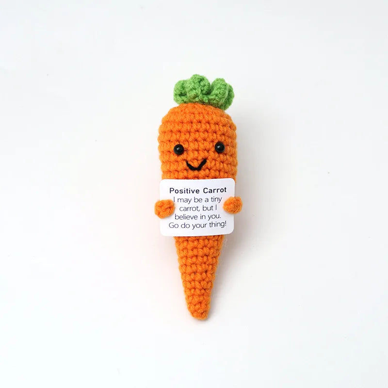 Handmade Wool Crochet Dog Doll – Positive Affirmation Plush for Home Decor
