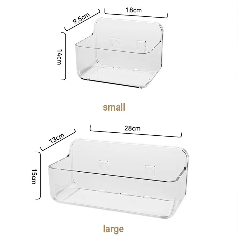 Transparent PET Storage Rack – Adhesive Wall Mounted Shelf for Bathroom Kitchen