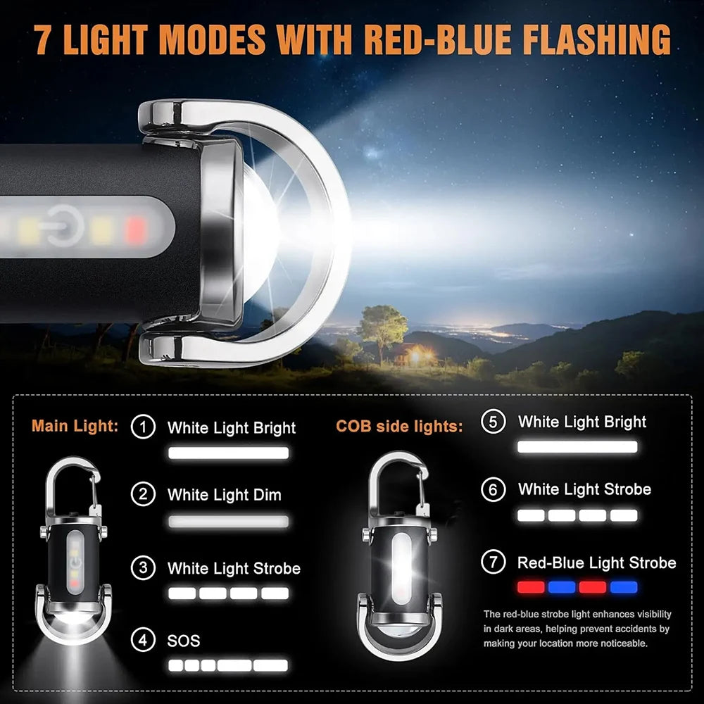 Rechargeable COB Keychain Flashlight – Portable Pocket Light for Camping