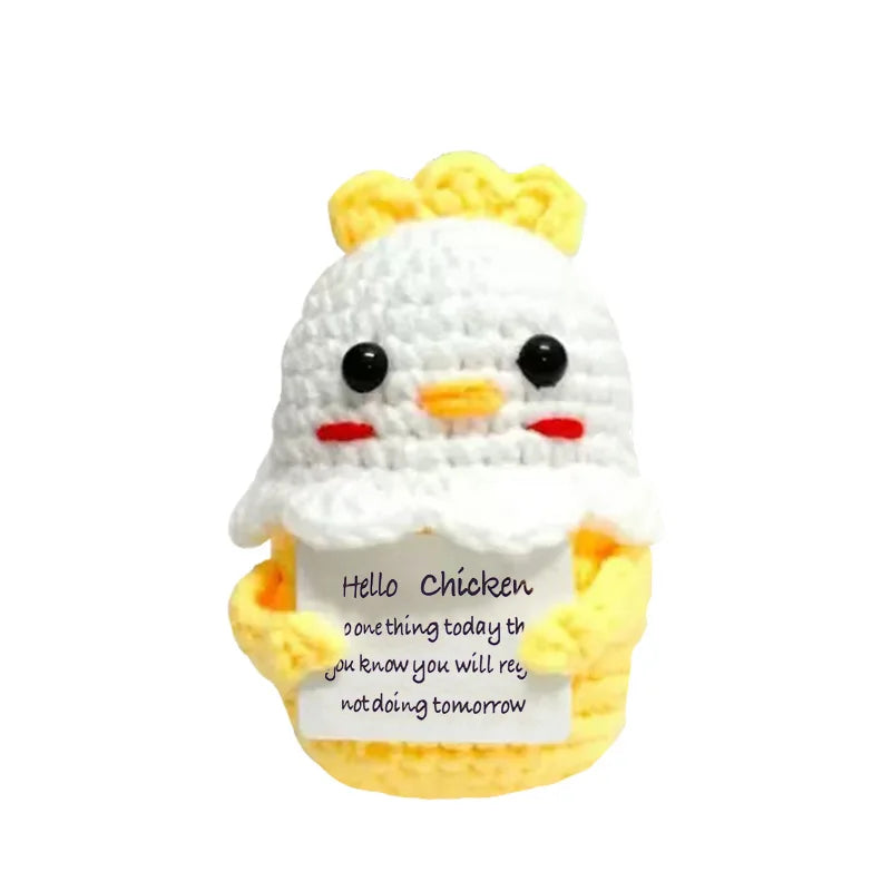 Handmade Wool Crochet Dog Doll – Positive Affirmation Plush for Home Decor