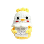 Handmade Wool Crochet Dog Doll – Positive Affirmation Plush for Home Decor