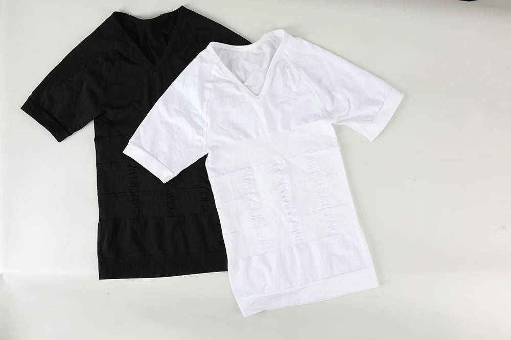 Men's Compression Shapewear Shirt – V-Neck Tummy Control for Fitness Workout