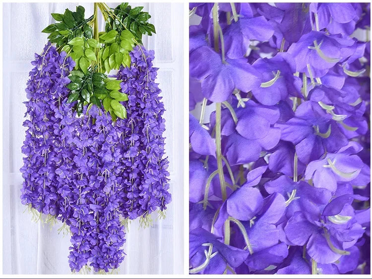 Silk Wisteria Hanging Vines – 110cm Artificial Flower Garland for Wedding Decor