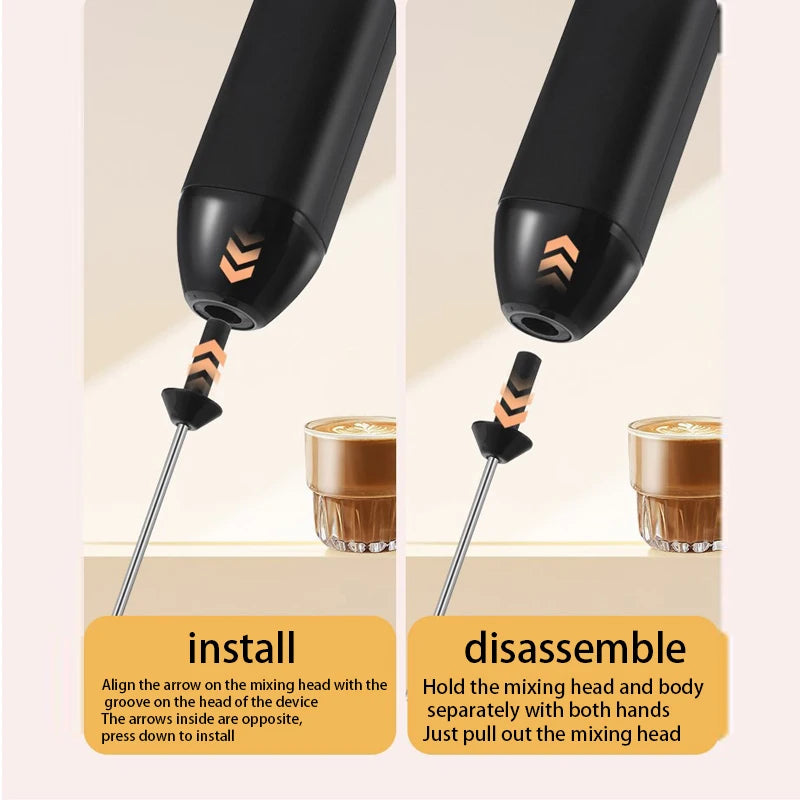 Electric Handheld Milk Frother – Portable Battery Foam Mixer for Coffee