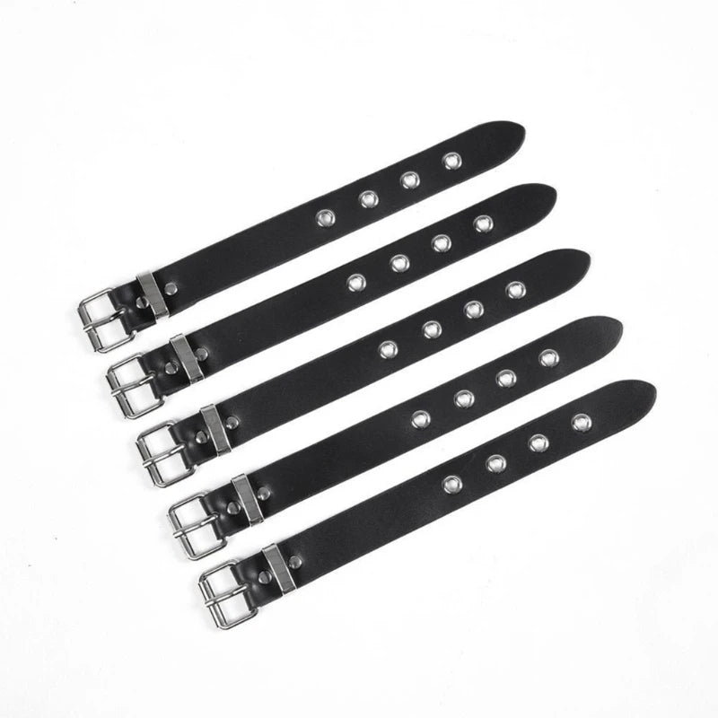 Wide Strap Leather Bracelet – Adjustable Punk Cuff for Gothic Cosplay
