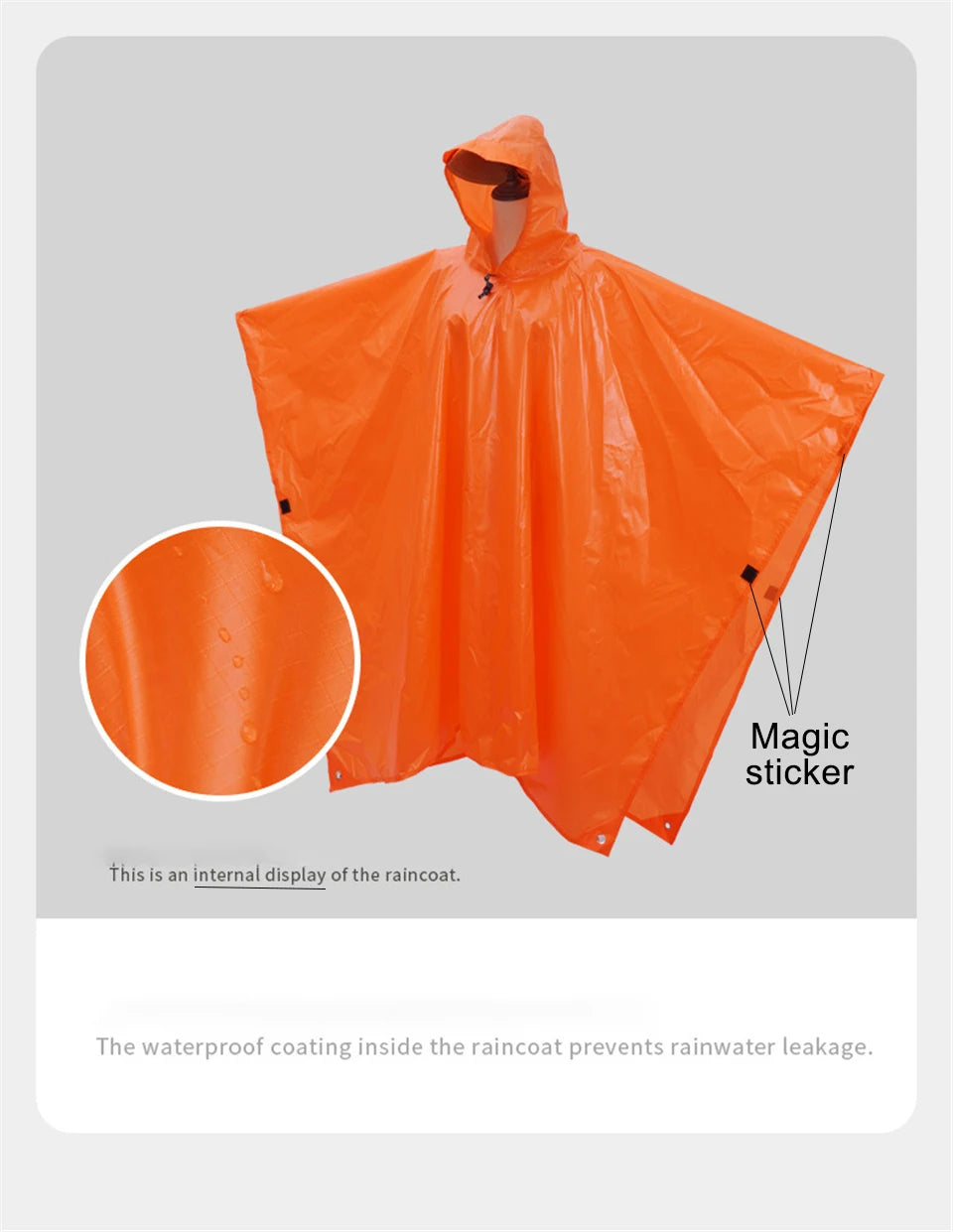 3-in-1 Waterproof Rain Poncho – Hooded Rainwear for Camping and Hiking