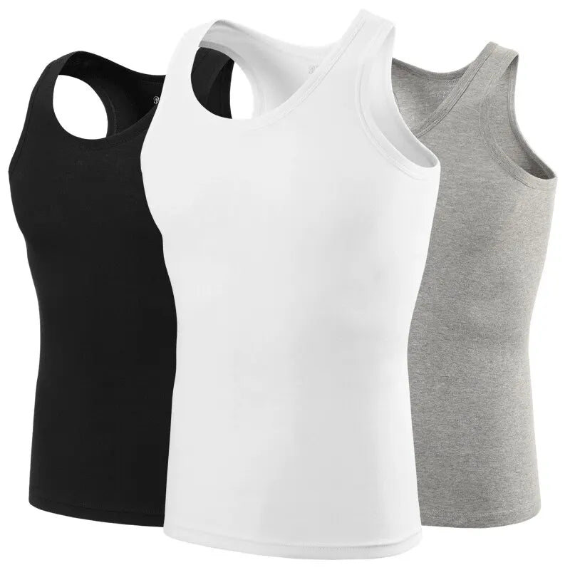Cotton Sleeveless Vests – Multi-size Solid Sports Tanks for Men and Teenagers