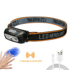Rechargeable LED Headlamp – Motion Sensor Flashlight for Outdoor Camping