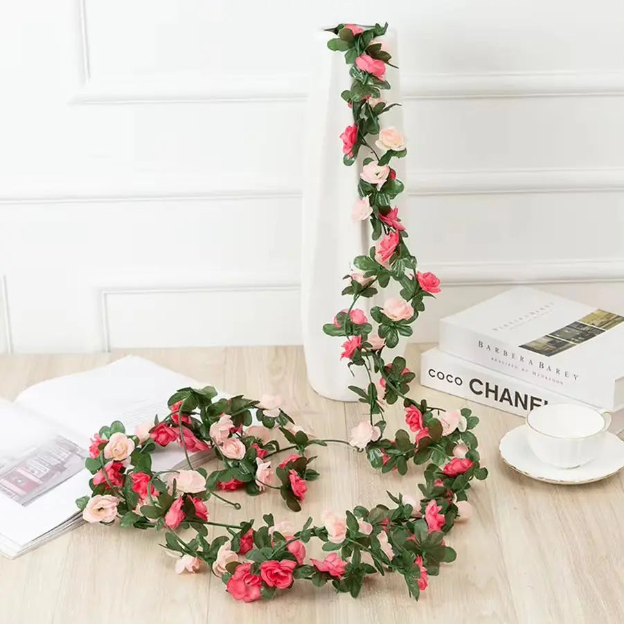 Artificial Rose Vine – 250cm Silk Flower Garland for Wedding Home Decor