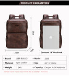 Split Leather Laptop Backpack – Large 14 Inch Travel Bag for Men