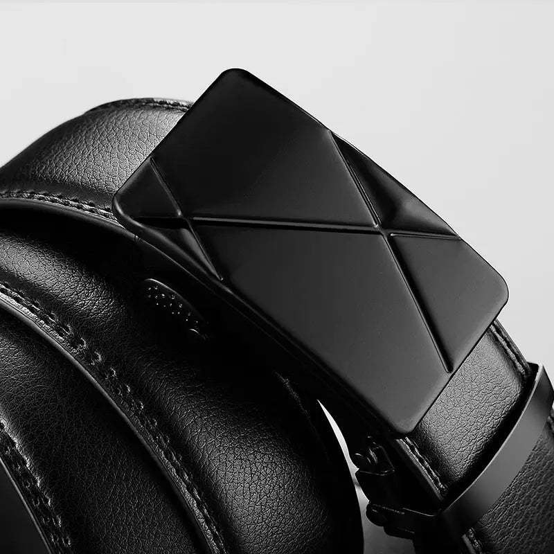 Mens Automatic Buckle Leather Belt – Luxury Business Accessory for Formal Wear