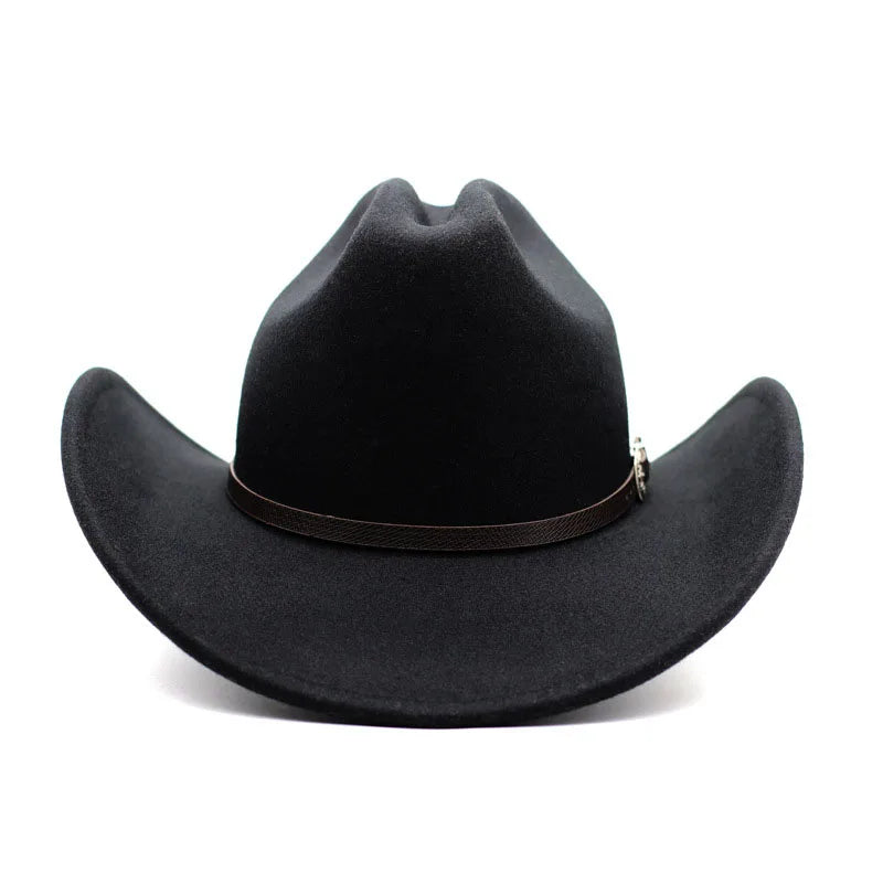 Vintage Wide Brim Cowboy Hat – Leather Western Style for Men and Women
