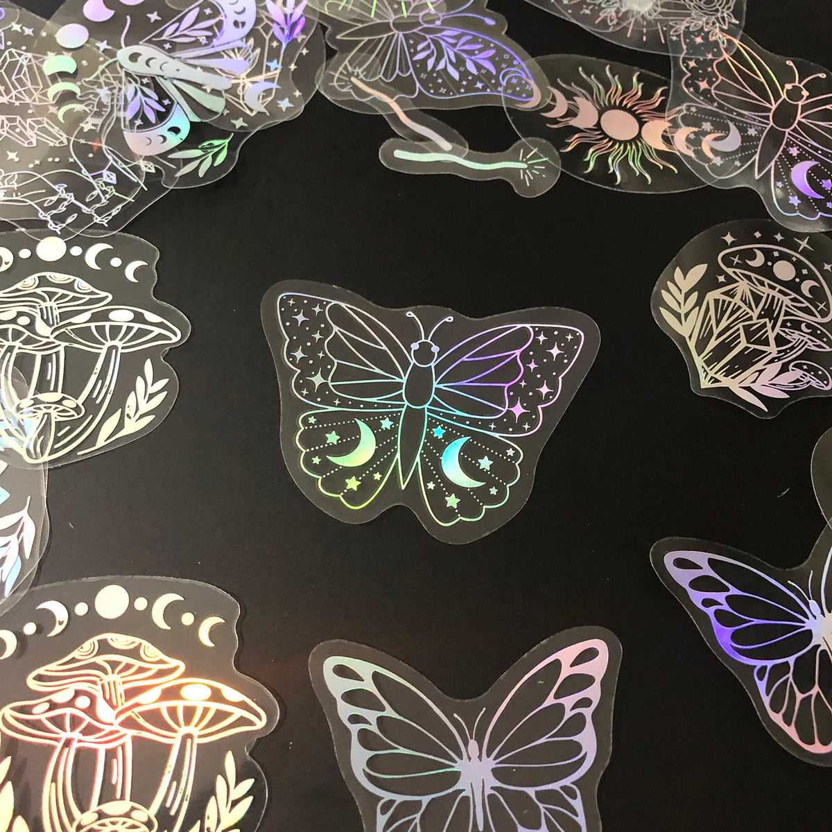 Holographic Glitter Stickers – Transparent Waterproof Decals for Scrapbooking