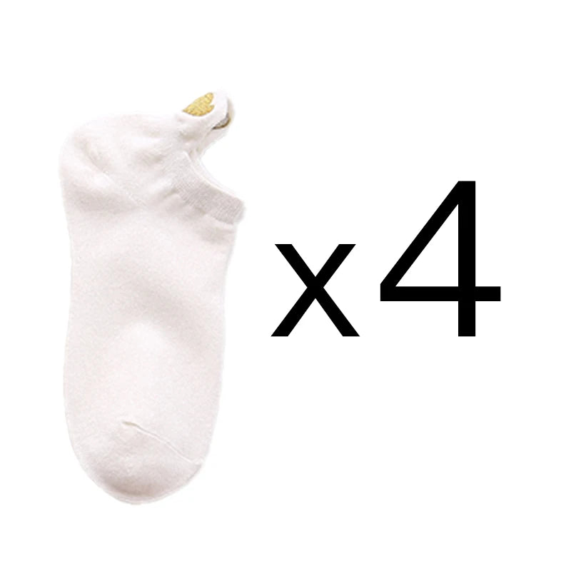 Embroidered Heart Ankle Socks – Cute Cotton Casual Footwear for Women