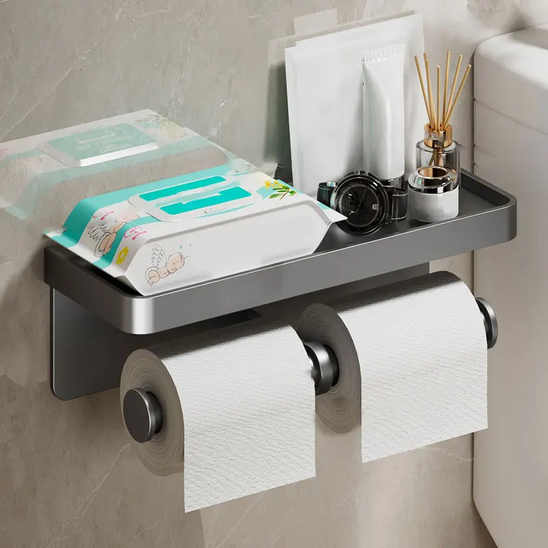 Aluminum Alloy Paper Holder – Wall-Mounted Rack for Bathroom and Kitchen