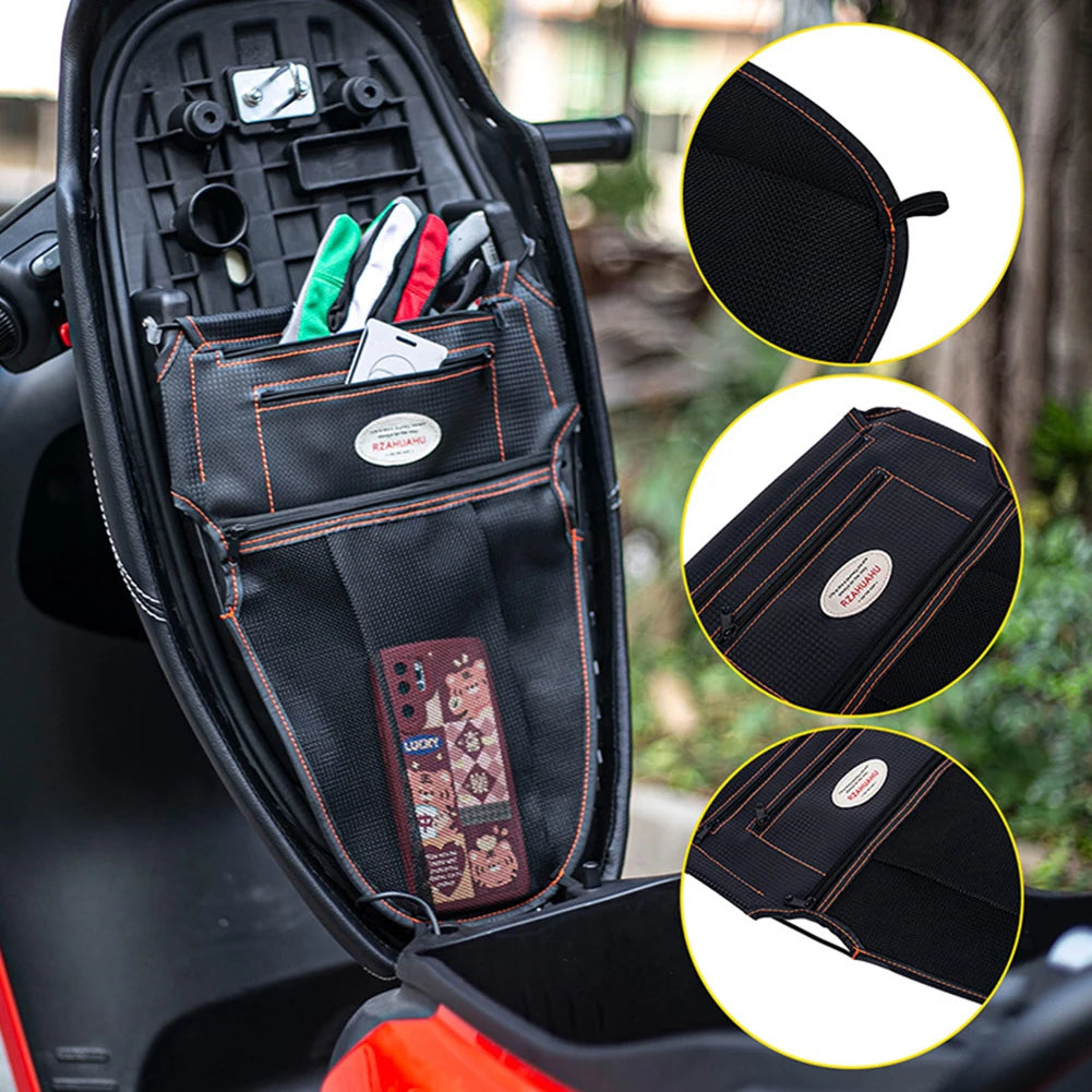 Motorcycle Seat Storage Bag – Expandable Tool Organizer for Vespa Scooters
