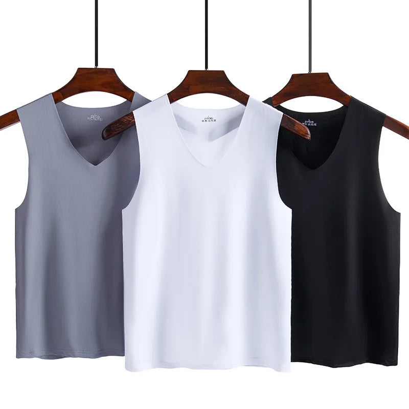 Ice Silk Tank Top – Breathable Slim Fit Undershirt for Gym and Sports