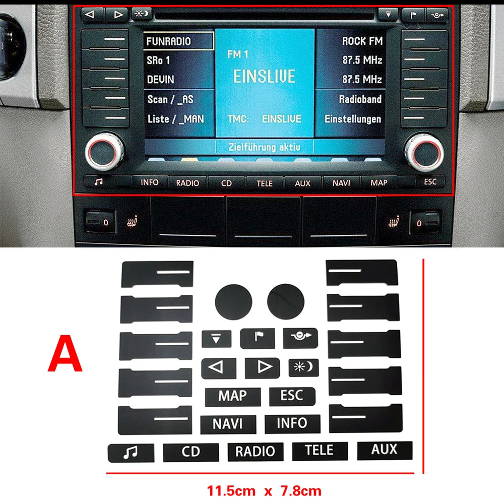Button Repair Decal Stickers – Interior Dashboard Restoration for VW Touareg