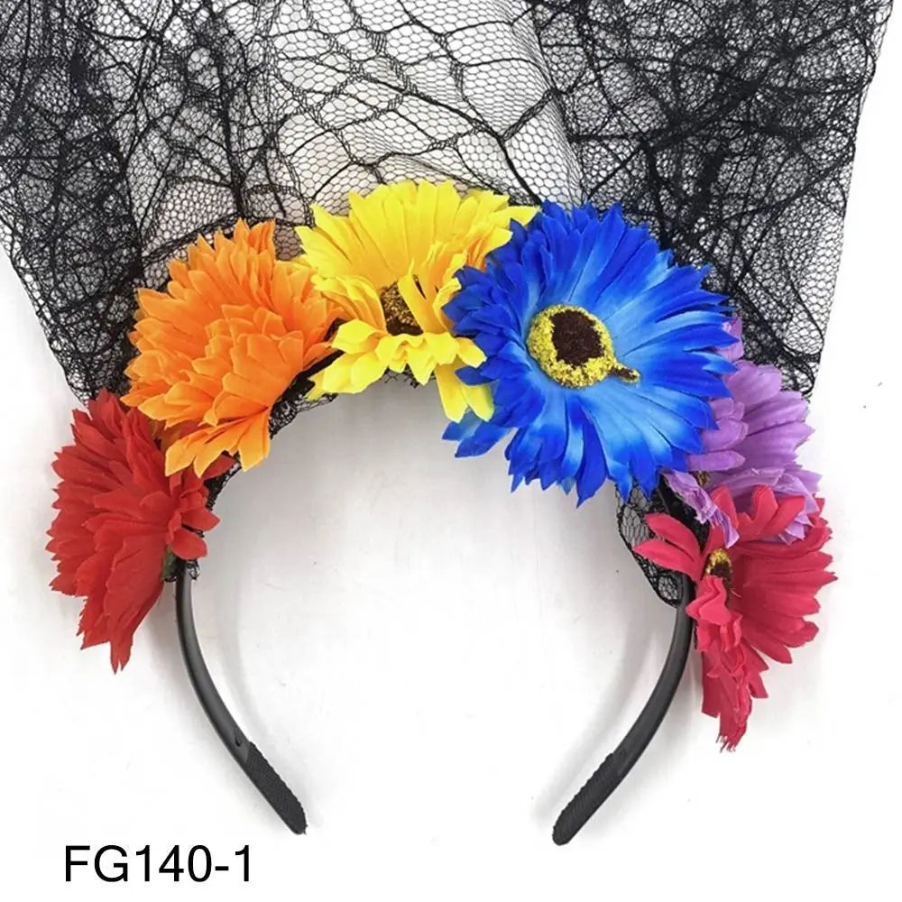 Mexican Rose Flower Crown – Boho Floral Headpiece for Halloween Party Wedding