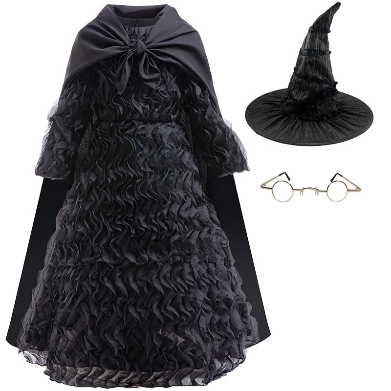 Wicked Elphaba Costume – Girls Black Dress and Hat for Halloween Cosplay