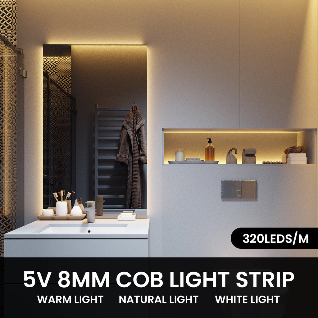 Flexible COB LED Strip Light – High Density Battery Powered for Night Decor