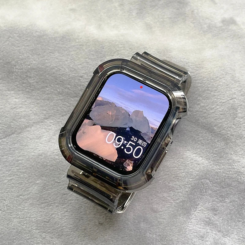 Transparent Silicone Band and Case – Protective Apple Watch Accessory