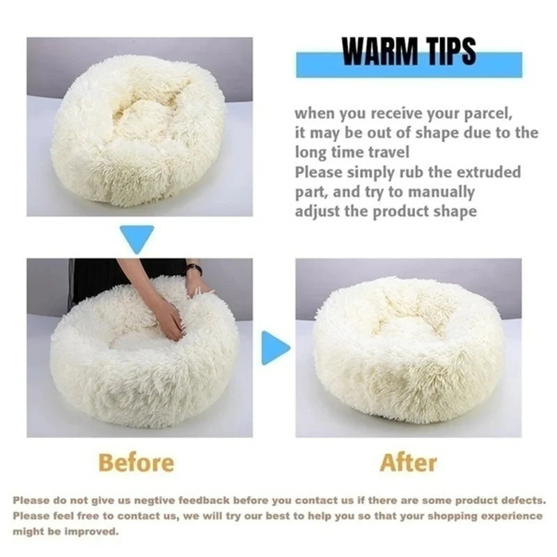 Plush Round Pet Bed – Warm Washable Sofa for Small to Large Dogs and Cats