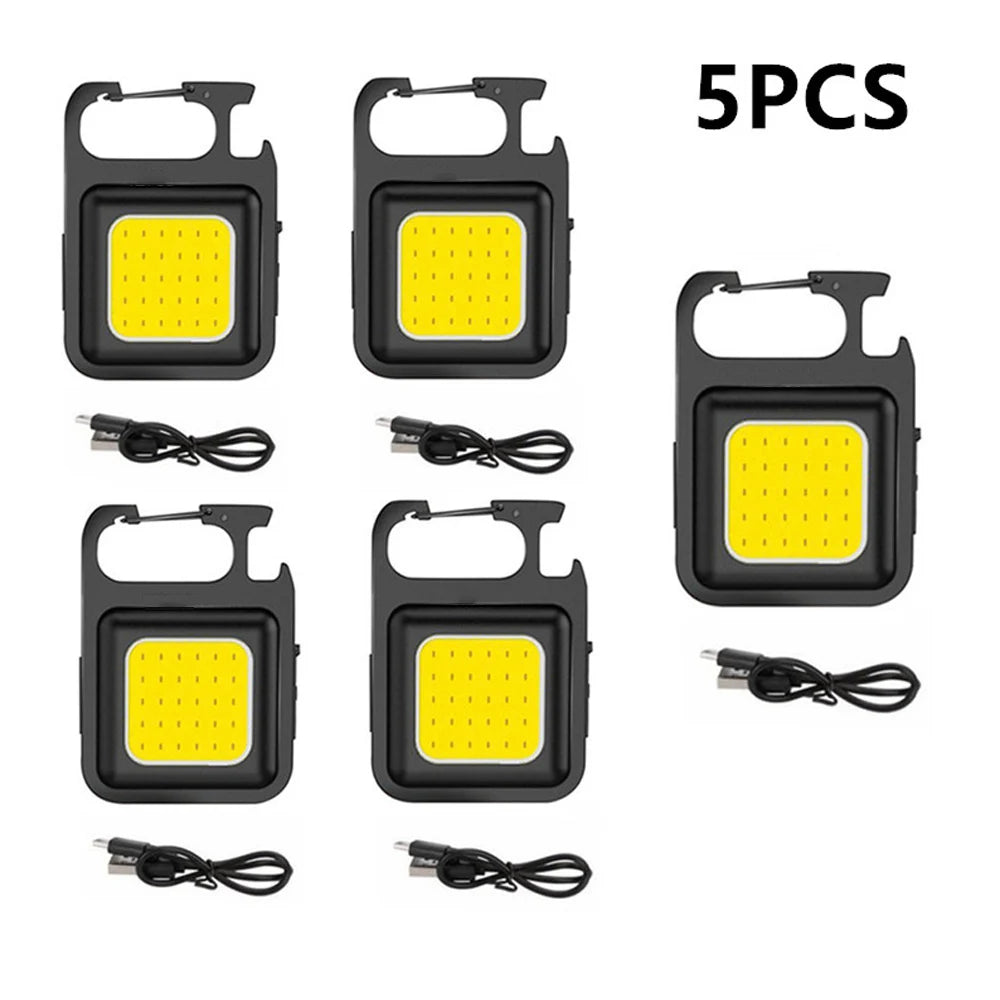 Mini COB Keychain Flashlight – Magnetic Rechargeable Light for Camping