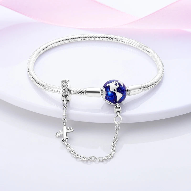925 Sterling Silver Charm Bracelet – Adjustable Green Zircon for Birthday Gifts