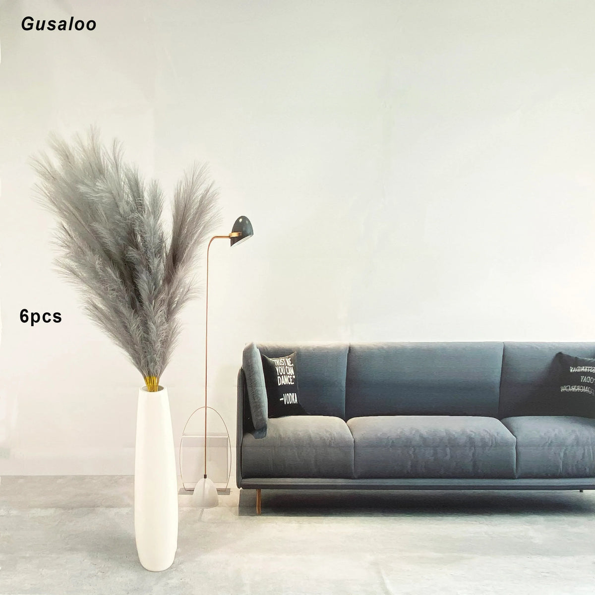 47" Faux Pampas Grass – Tall Fluffy Artificial Stems for Home Decor
