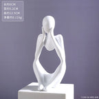 Abstract Thinker Statue – Sand Colored Yoga Figurine for Home Decor