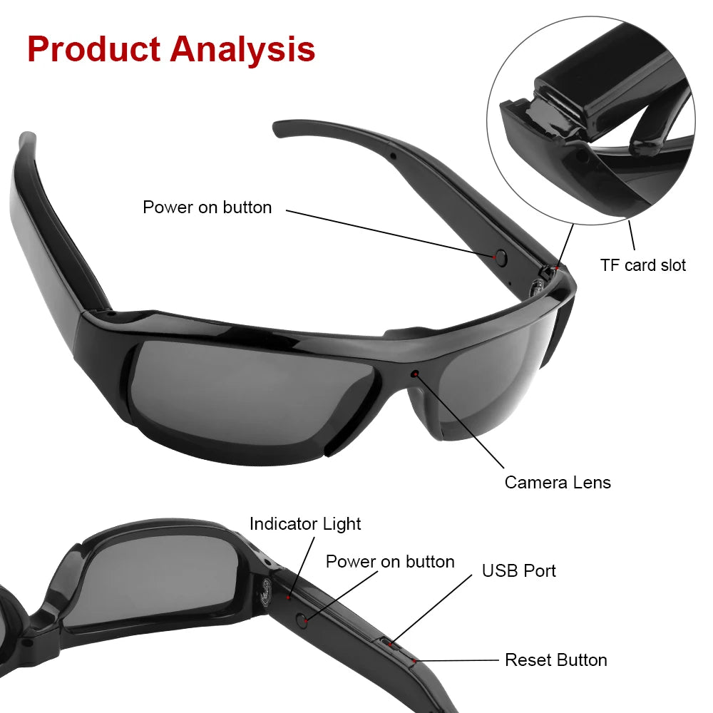 HD Mini Glasses Camera – Wearable Video Recorder for Outdoor Sports