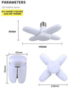 Foldable LED Fan Bulb – Adjustable 28W Ceiling Light for Garage and Warehouse