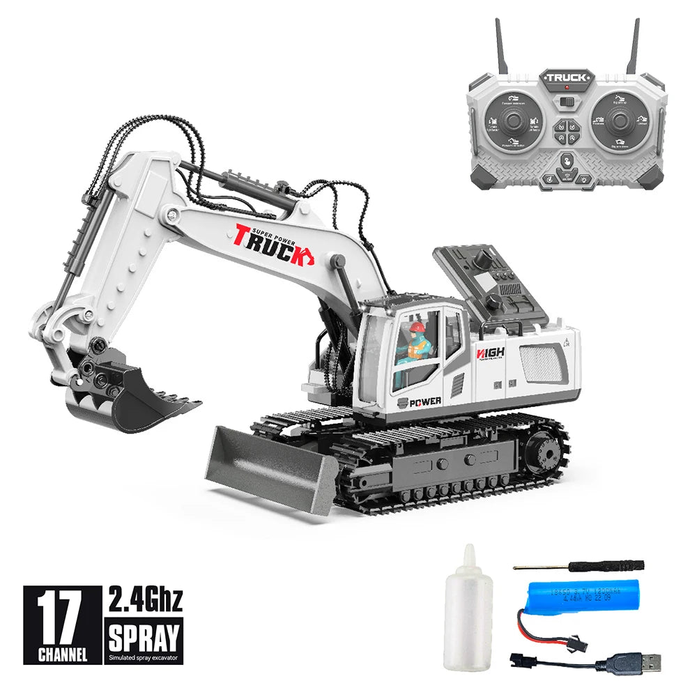 Alloy RC Excavator Toy – 2.4G Remote Control Engineering Truck for Kids