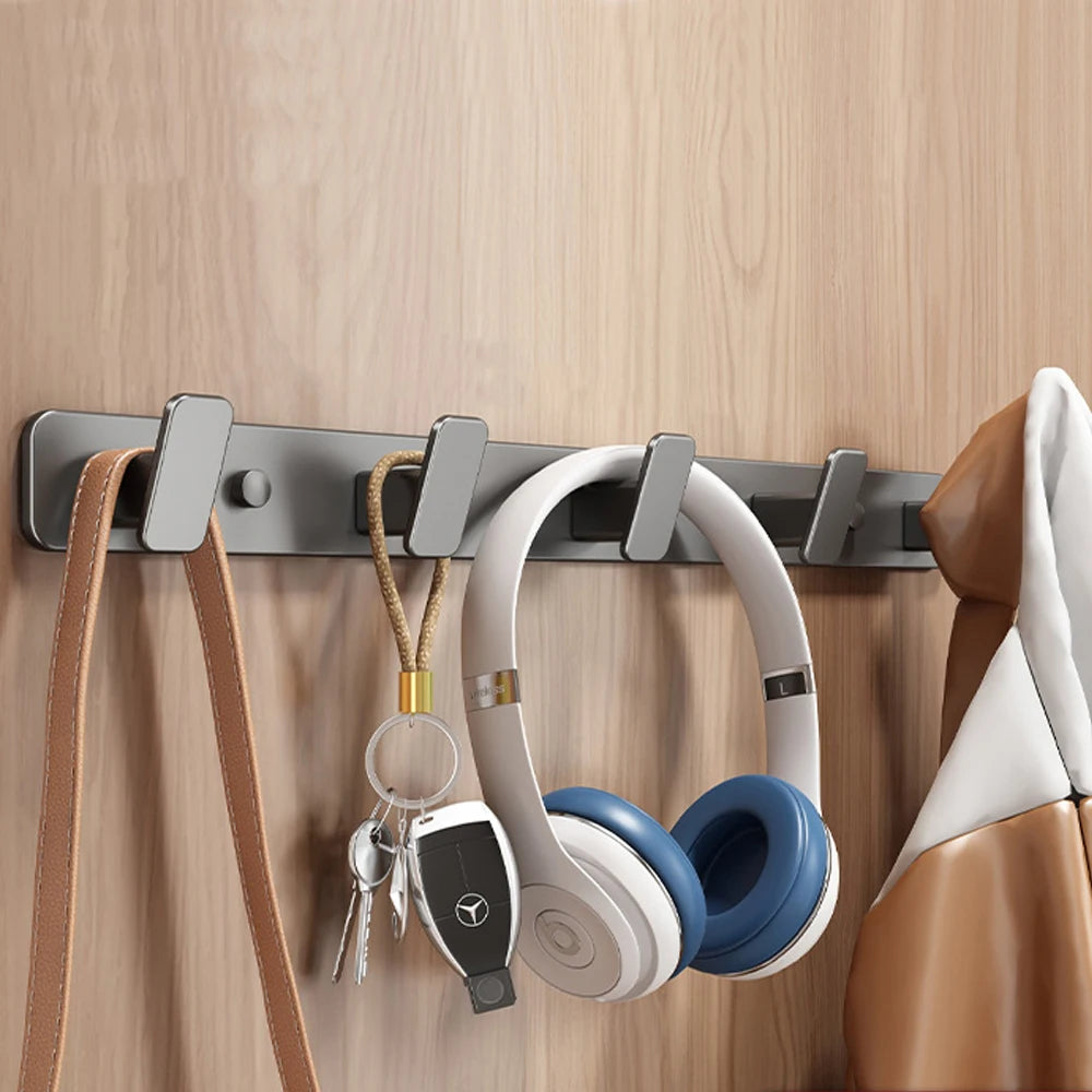 Black Metal Wall Coat Rack – 5 Hook Organizer for Hat Towel and Bag Storage