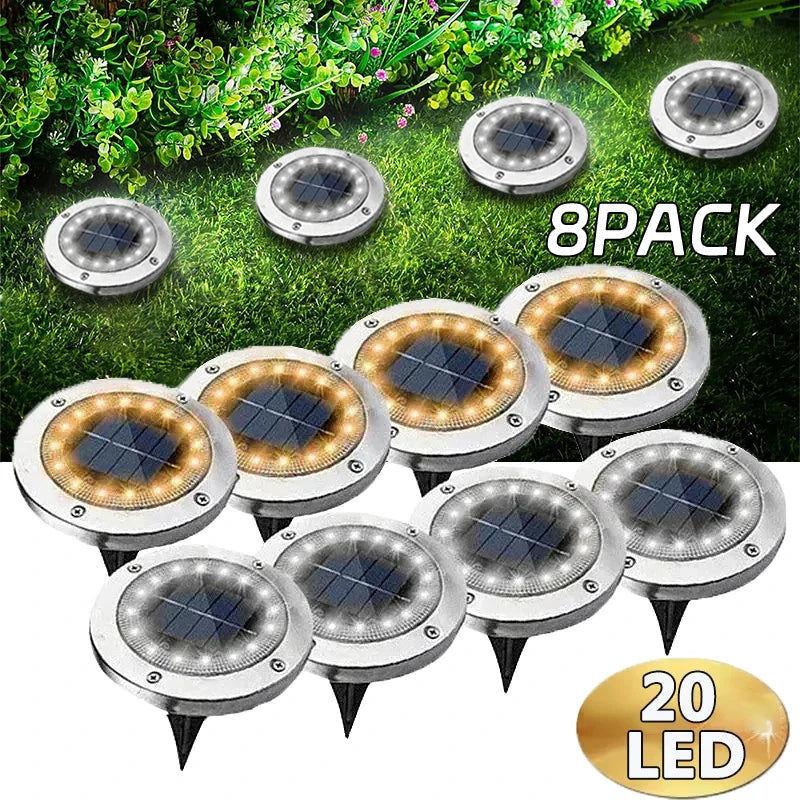 Solar LED Disk Lights – Waterproof Outdoor Landscape Path Lighting for Garden