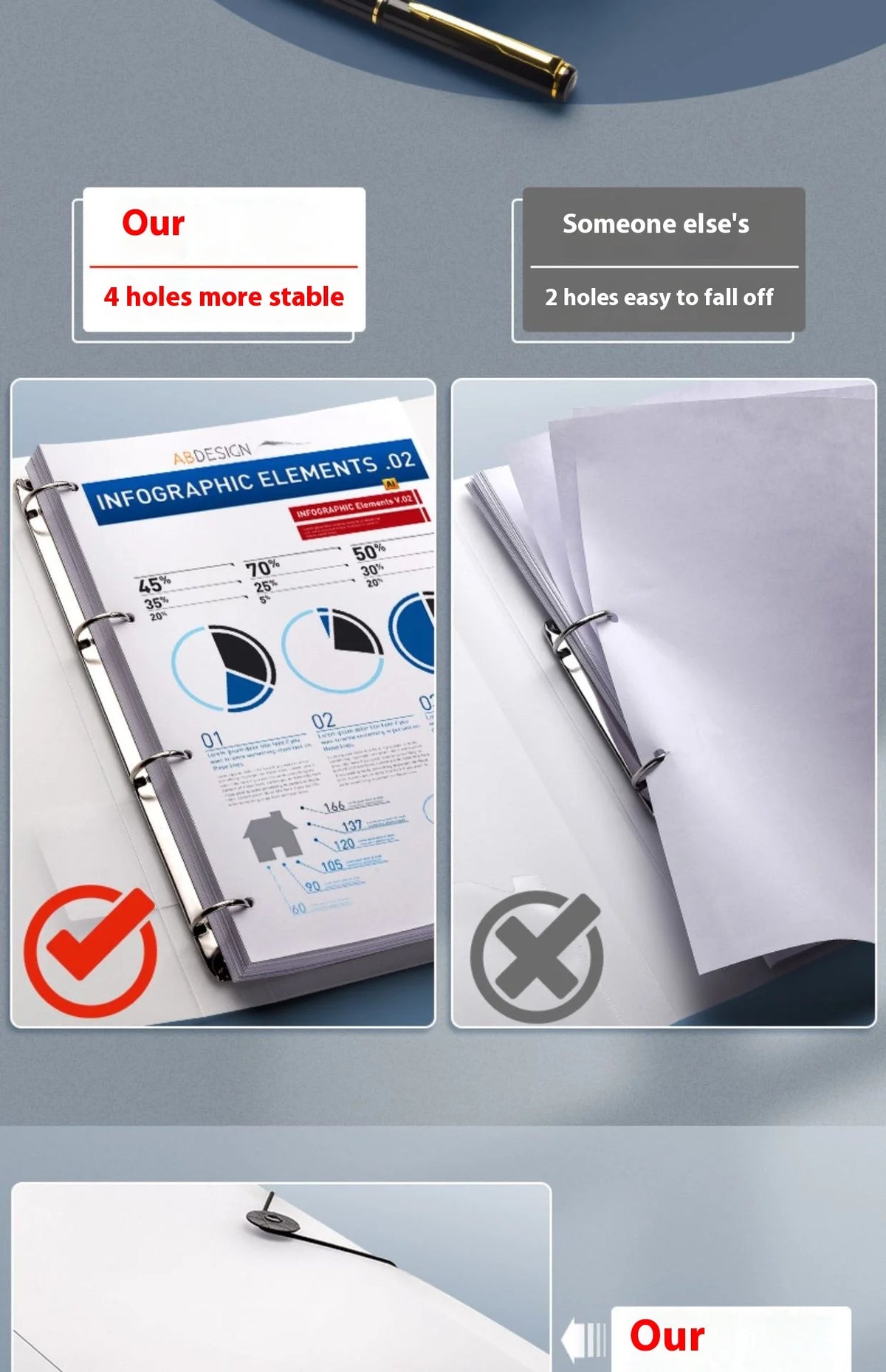Four Hole A4 Binder – Durable Data Storage Folder for Office Notes