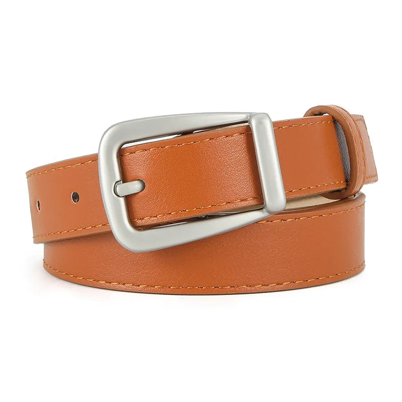 PU Leather Waist Belt – Metal Buckle Accessory for Women Jeans and Dresses