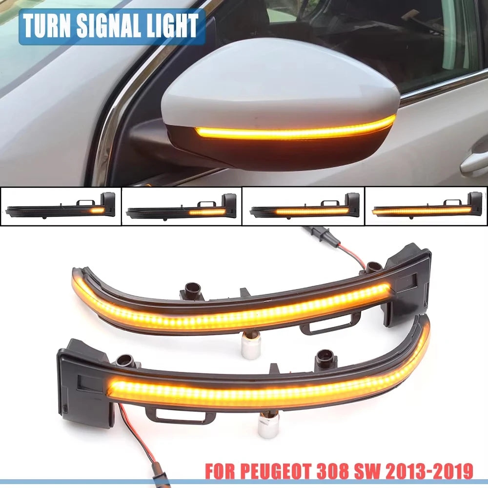 Dynamic LED Side Mirror Turn Signals – Sequential Arrow Light for Peugeot 308