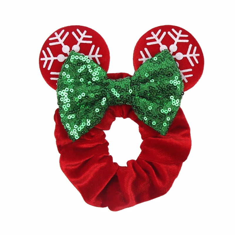 Velvet Sequin Mouse Ear Scrunchies – Elastic Hair Accessories for Kids Party