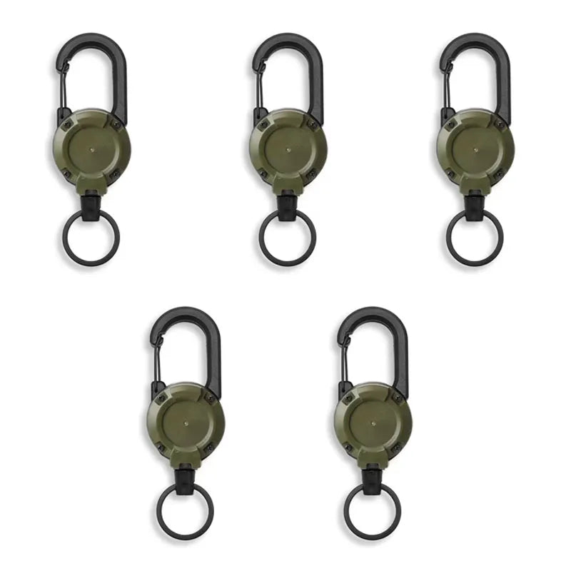 Retractable Steel Wire Carabiner – Heavy Duty Keychain for Outdoor Gear