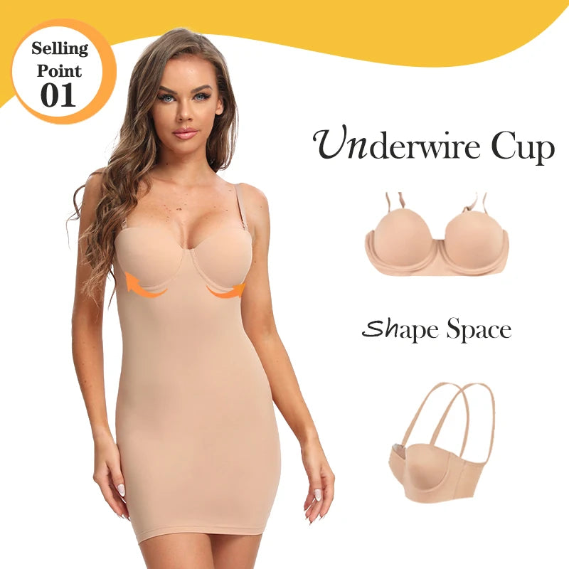 Full Length Shapewear Slip – Nude Tube Dress Body Shaper for Women