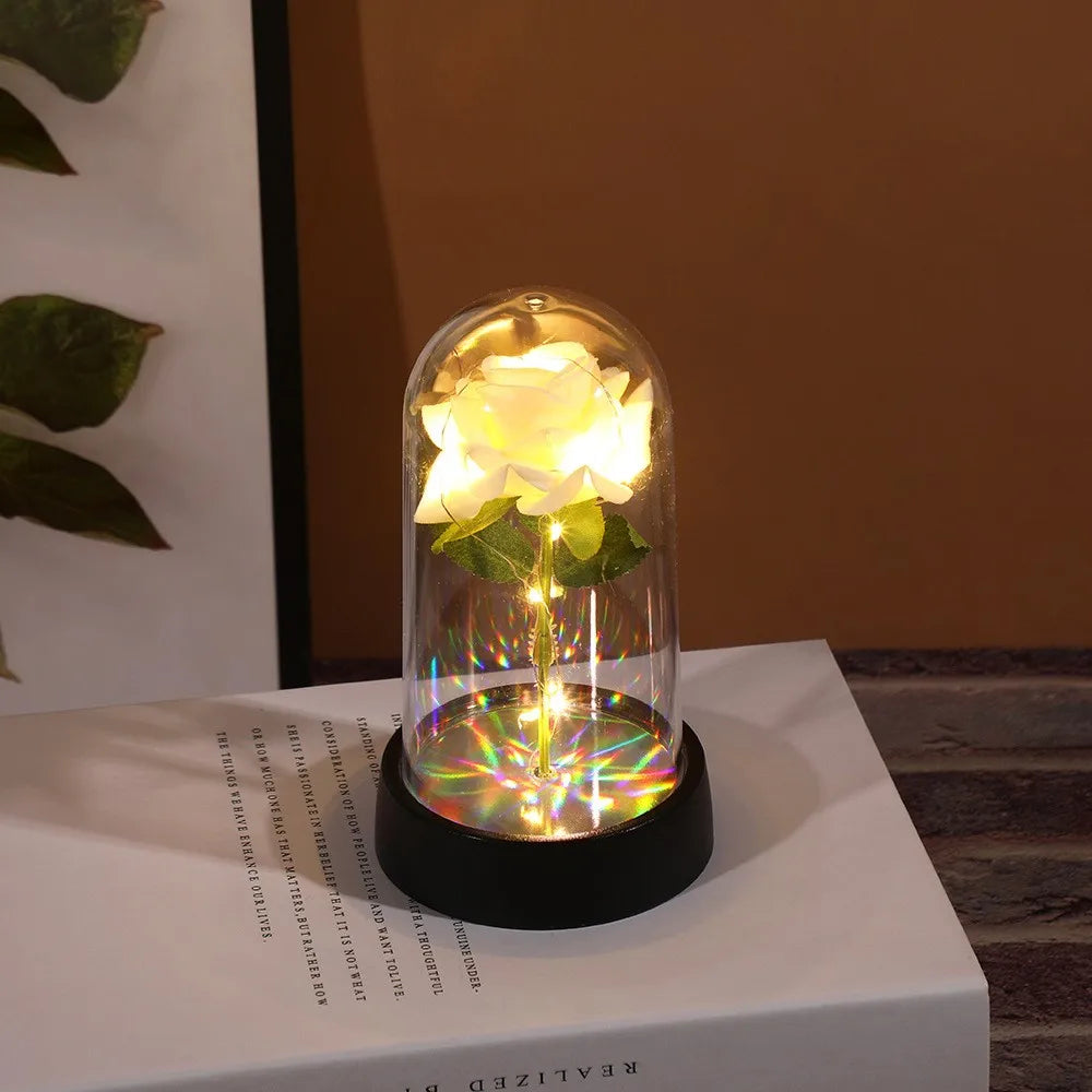 LED Glass Rose Lamp – Eternal Red Flower for Valentine's Day Gift