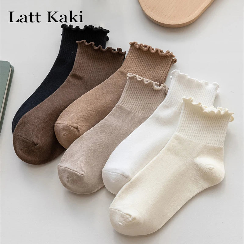Ruffled Ankle Socks – Breathable Japanese Style Kawaii Hosiery for Women