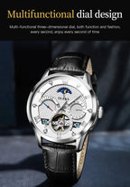 OLEVS Automatic Mechanical Watch – Leather Strap Flywheel for Business Casual