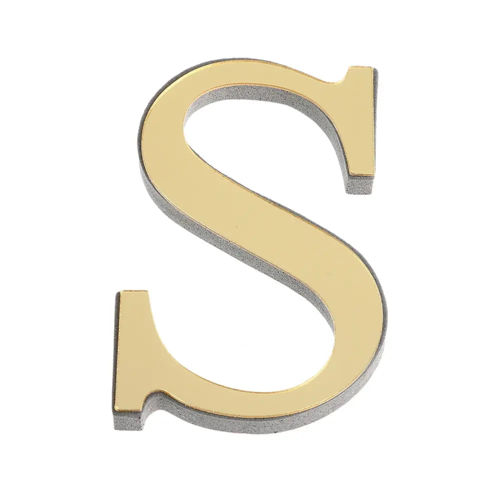 3D Gold Acrylic Letter Wall Stickers – Self-Adhesive Alphabet Home Decor