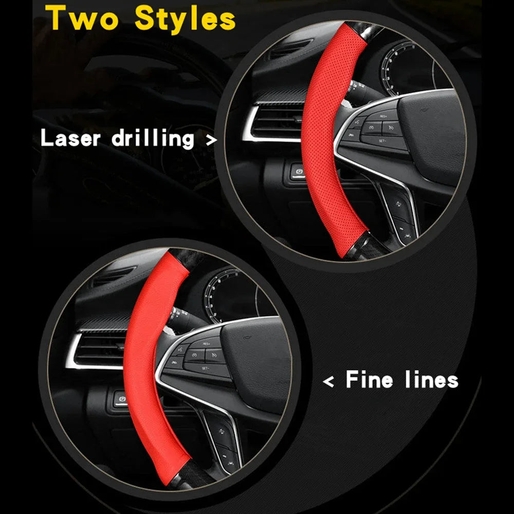 Carbon Fiber Steering Wheel Cover – Anti Slip Leather for Vehicle Interior