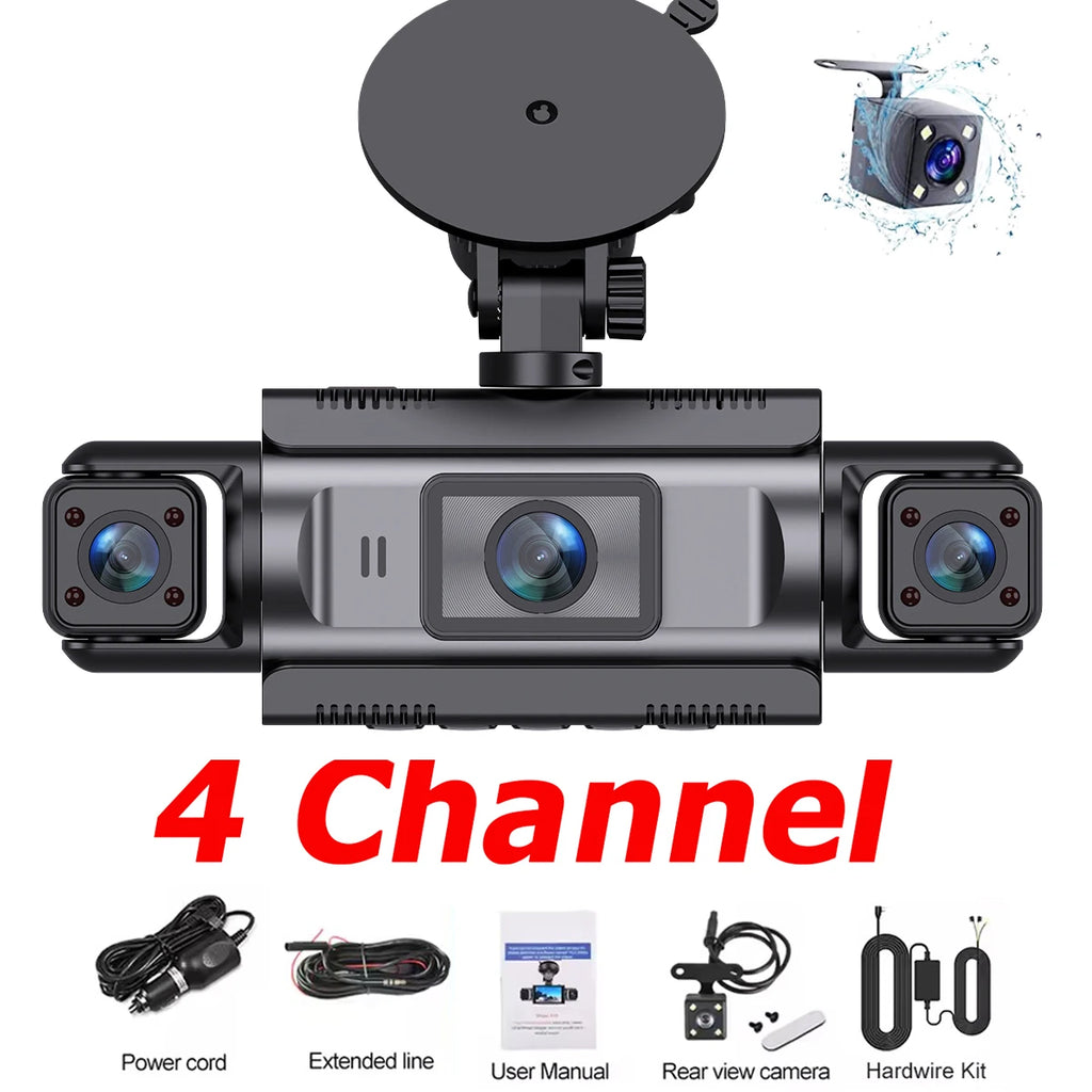 4-Channel Dash Cam – 360° WiFi Video Recorder for 24H Car Parking Surveillance