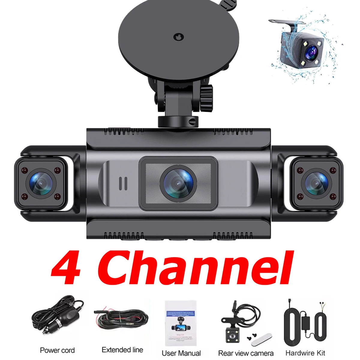 4-Channel Dash Cam – 360° WiFi Video Recorder for 24H Car Parking Surveillance